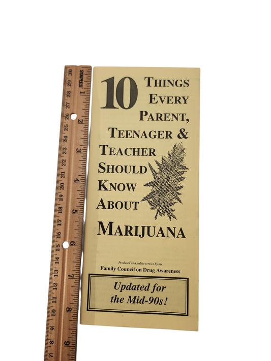 10 Things Every Parent, Teenager & Teacher Should Know About Marijuana – Vintage 1990s Cannabis Pamphlet, Ephemera