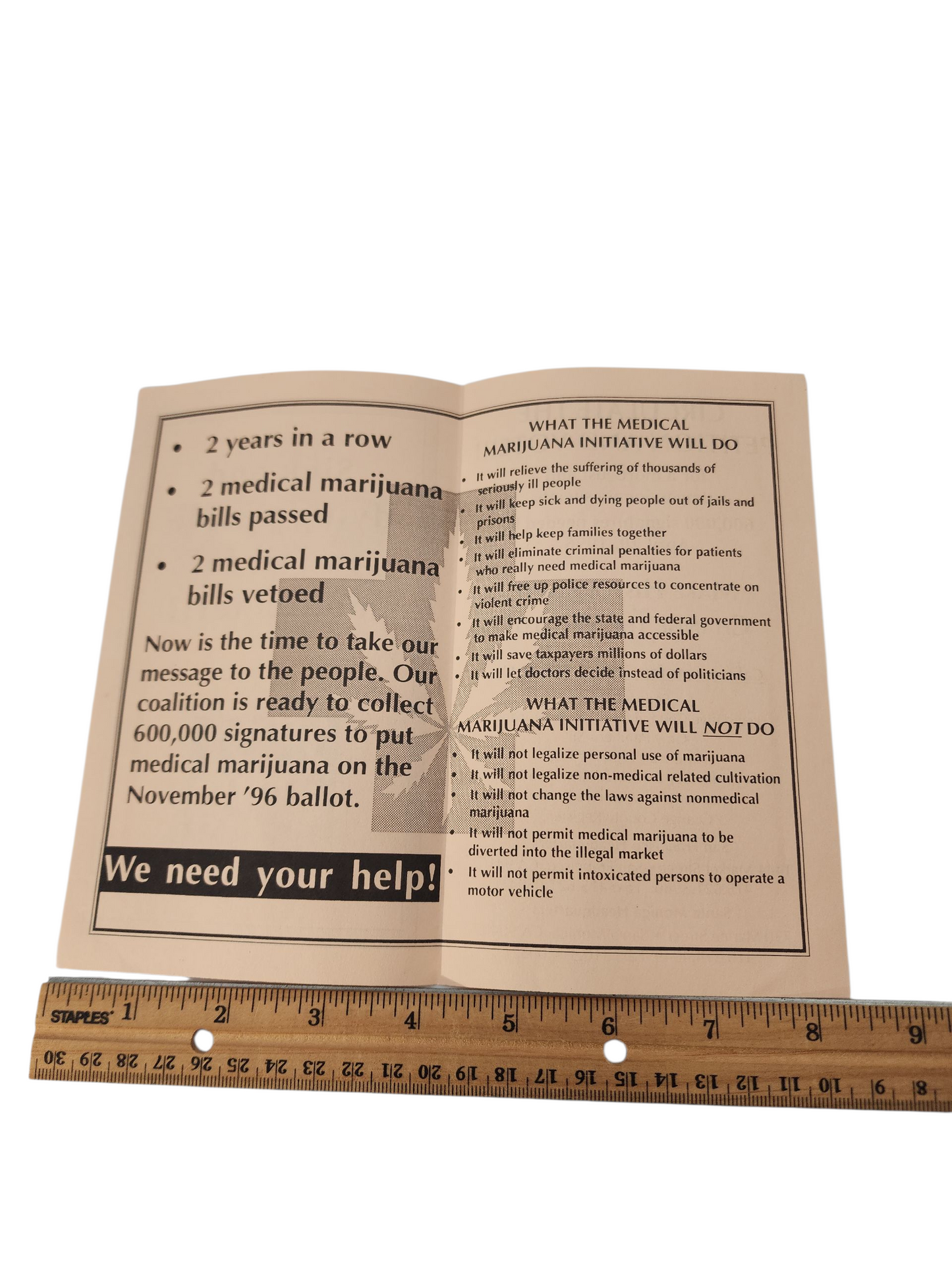 1996 California Proposition 215 Medical Marijuana Pamphlet – Ephemera