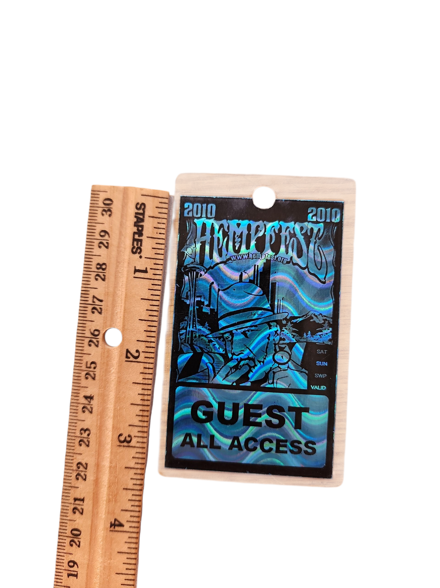 2010 Seattle Hempfest Guest Pass – All Access Holographic Badge, Cannabis Ephemera