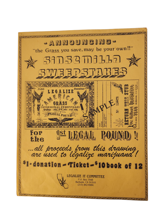 Vintage 1980 Sinsemilla Sweepstakes Flyer – Cannabis Legalization Raffle Cannabis Ephemera