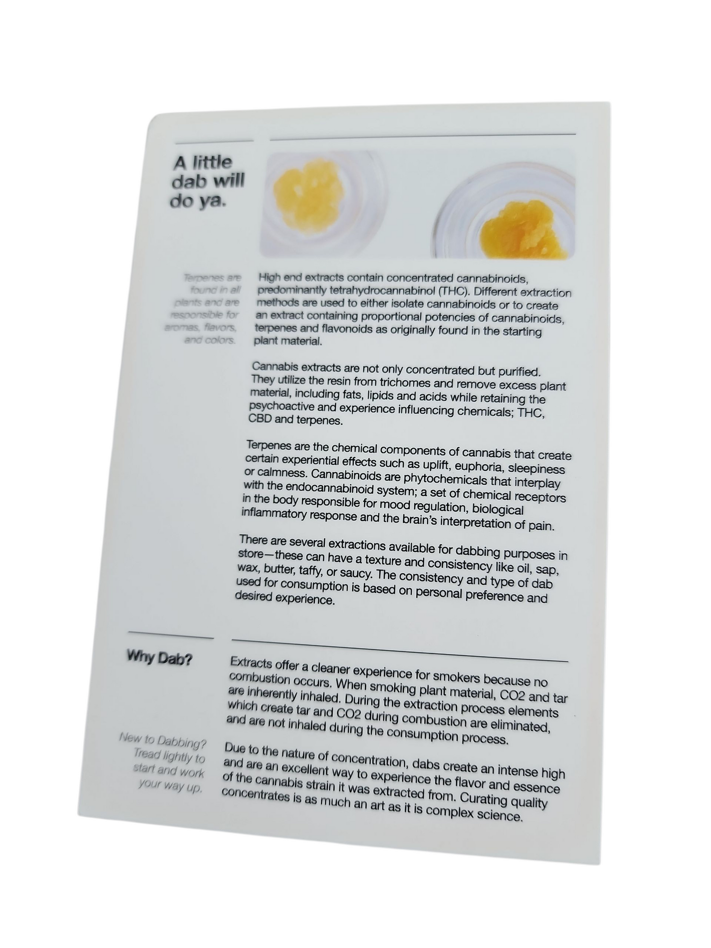 Maine Cannabis Advertising postcard double sided "East Coast Cannabis" Dabbing info
