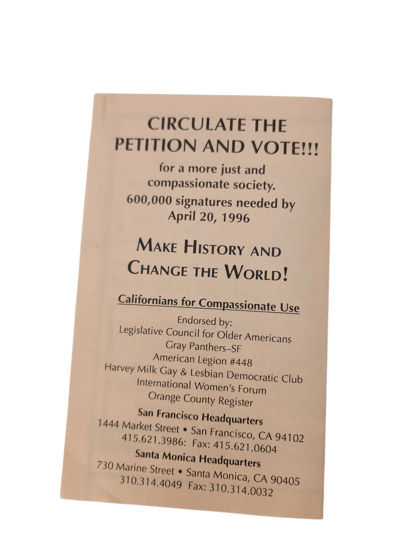 1996 California Proposition 215 Medical Marijuana Pamphlet – Ephemera