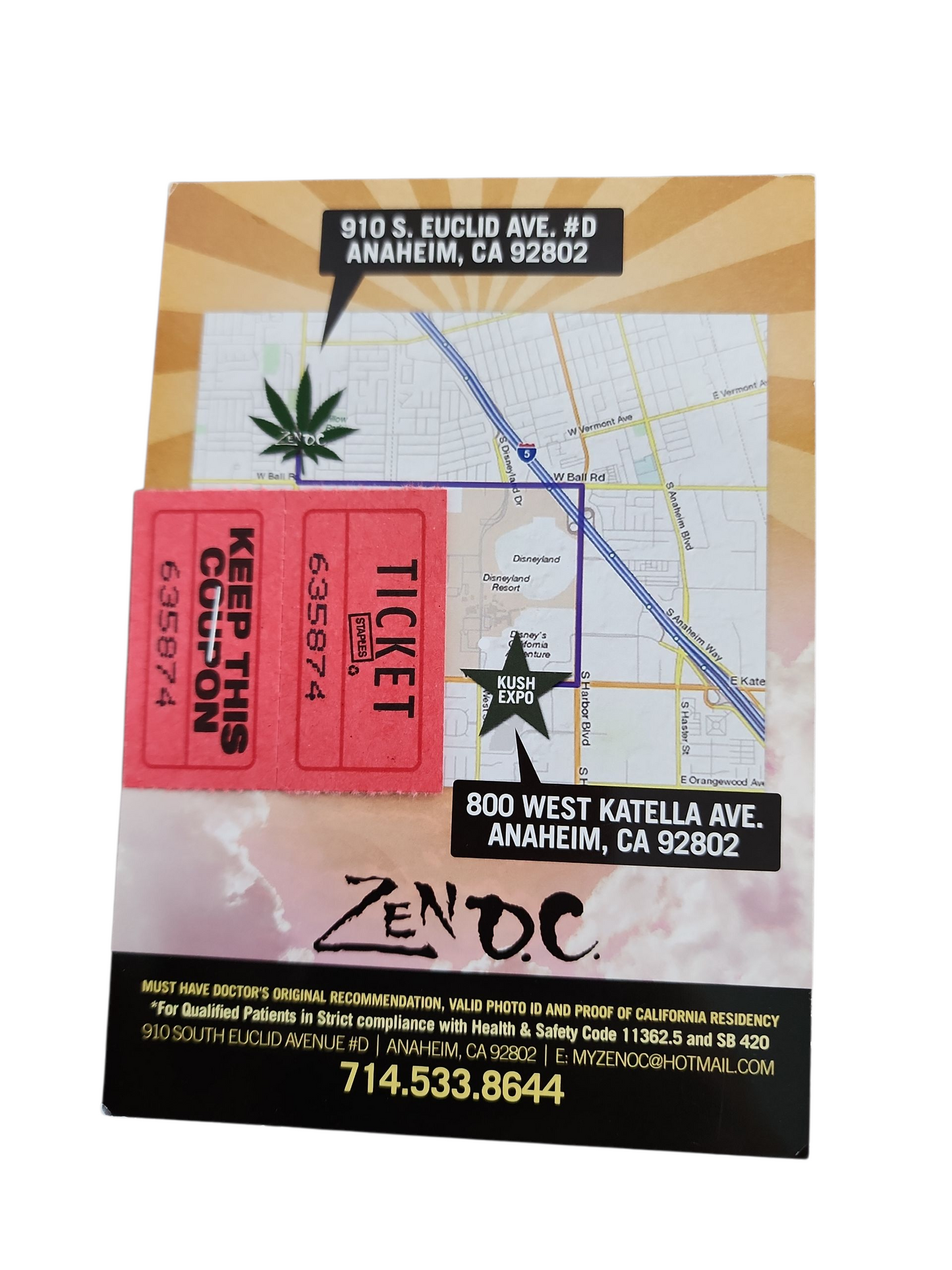 Zen OC Medical Marijuana Dispensary 2010 Postcard Advertising