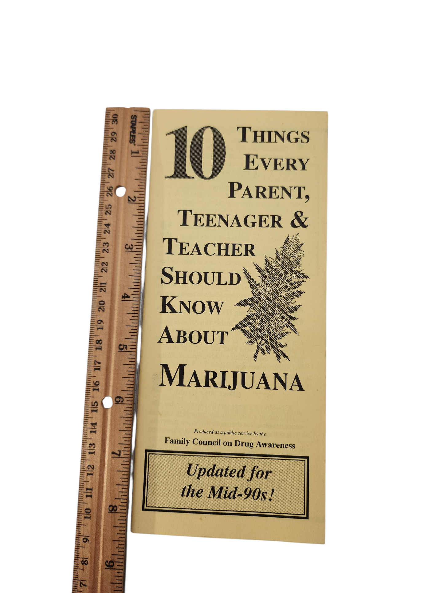 10 Things Every Parent, Teenager & Teacher Should Know About Marijuana – Vintage 1990s Cannabis Pamphlet, Ephemera