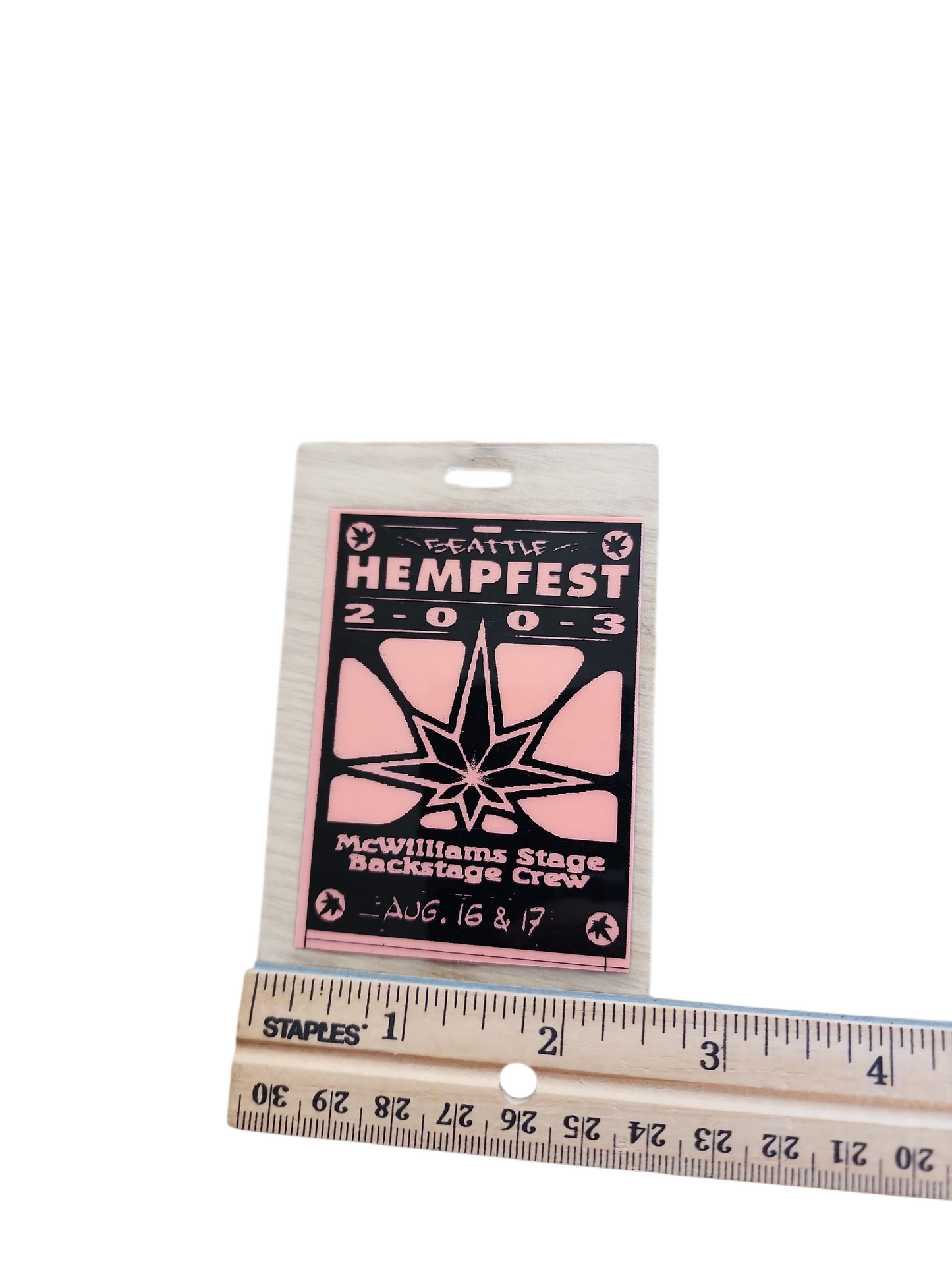 Seattle Hempfest 2003 Backstage Crew Pass – McWilliams Stage, Aug. 16 & 17 – Ephemera