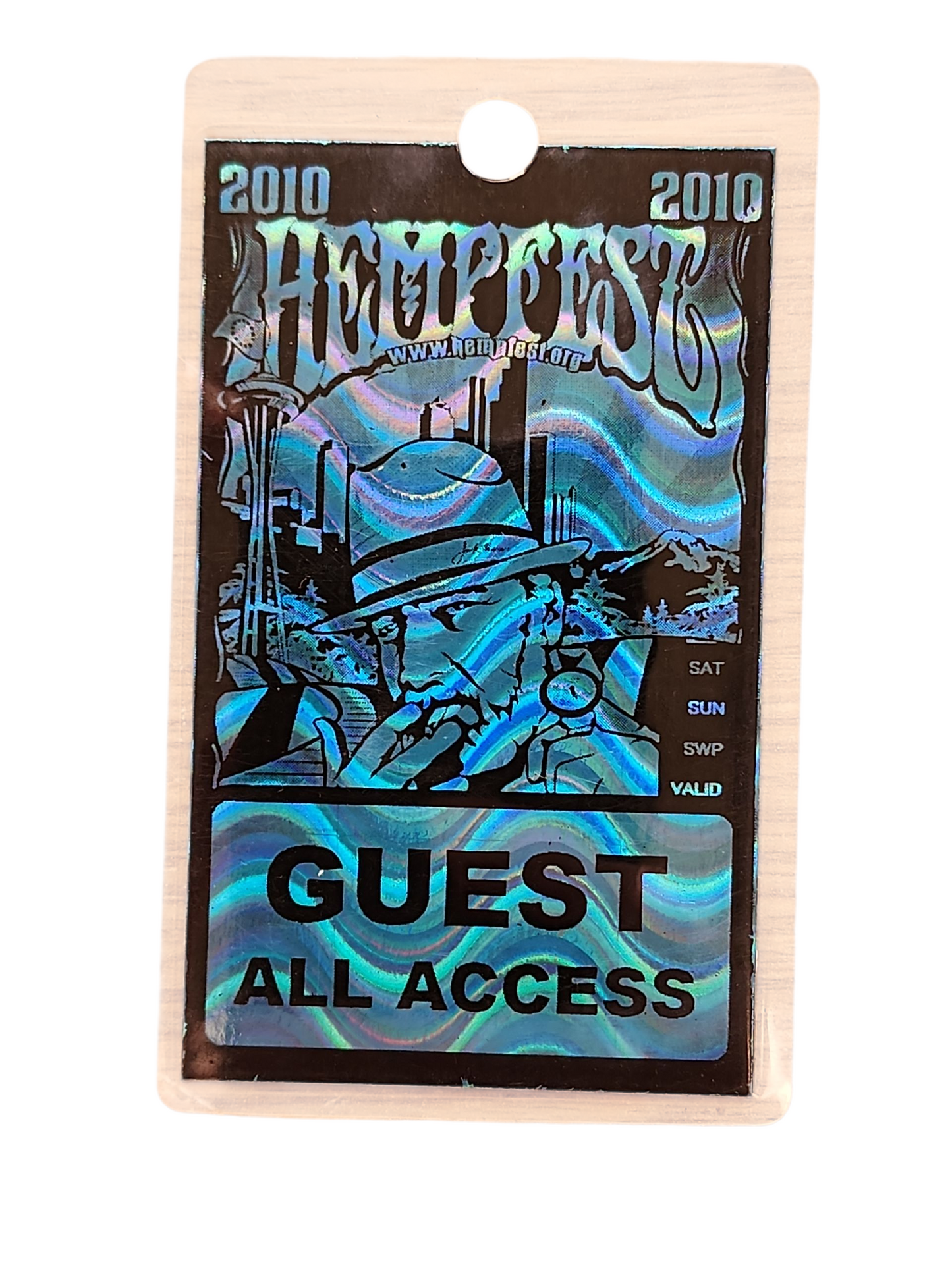 2010 Seattle Hempfest Guest Pass – All Access Holographic Badge, Cannabis Ephemera