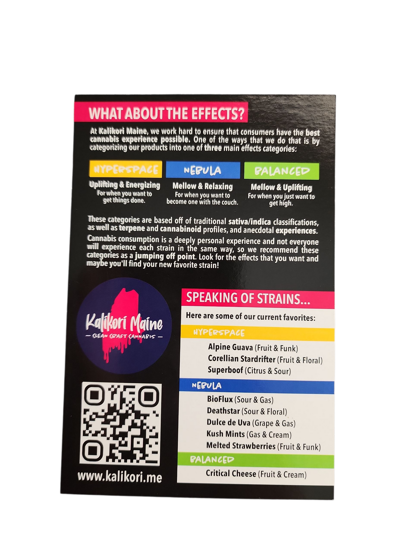 Maine 2025 Kalikori "Live Rosin" disposable Vape Cannabis Advertising Postcard