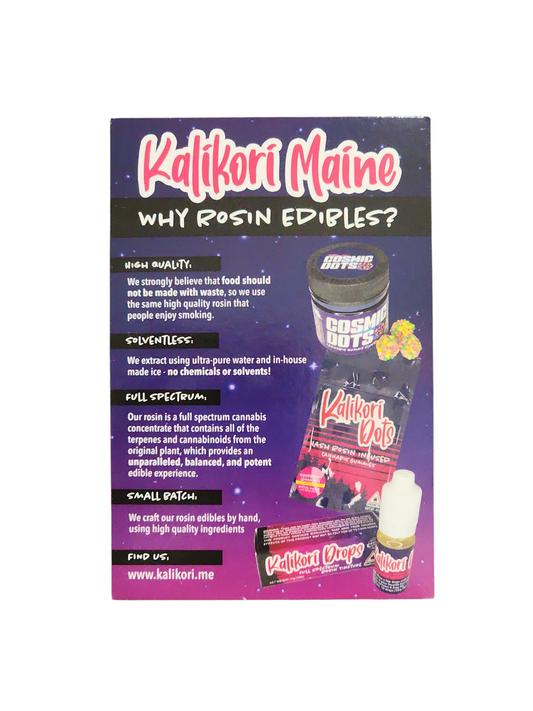 2025 Kalikori Maine Hash Rosin Edibles Cannabis Advertising Flyer