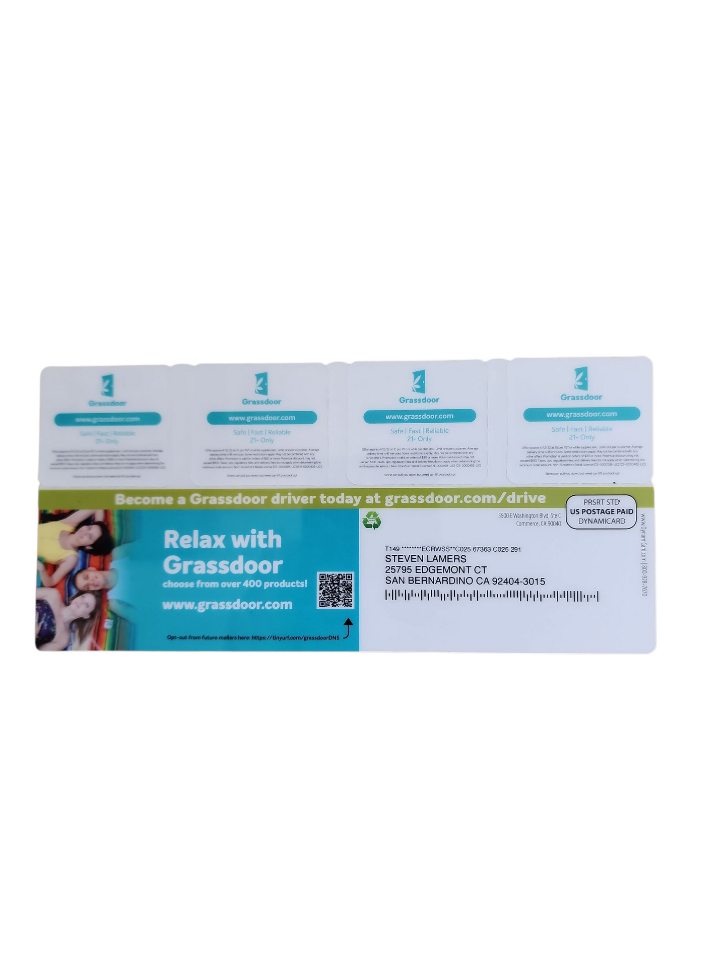 GrassDoor Plastic Cannabis Delivery  Advertising California 2022