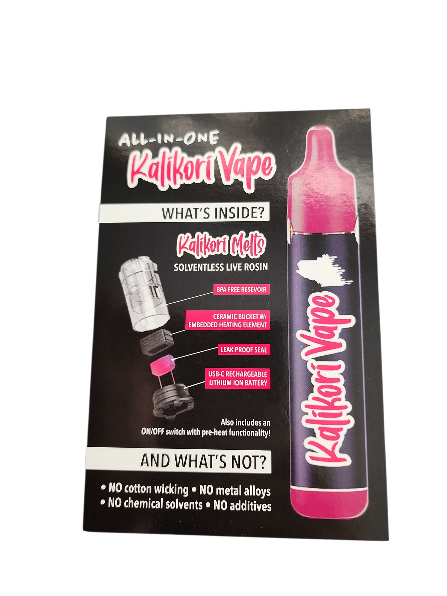 Maine 2025 Kalikori "Live Rosin" disposable Vape Cannabis Advertising Postcard