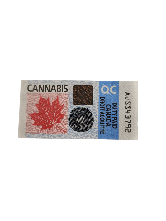 Quebec Canada Cannabis Tax Revenue Stamp Ephemera – Duty Paid QC Collectible
