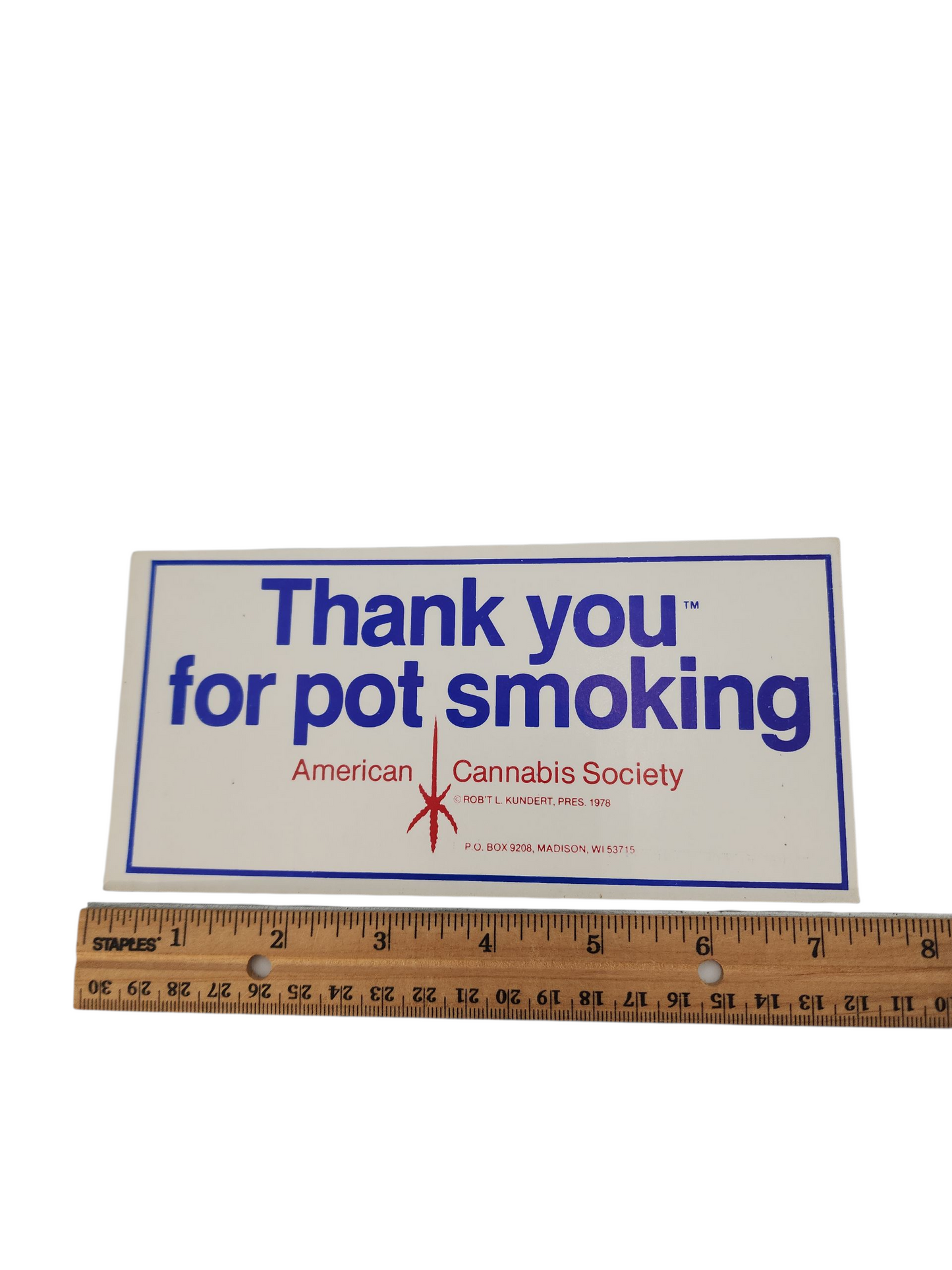 Thank You For Pot Smoking Vintage Sticker 1978