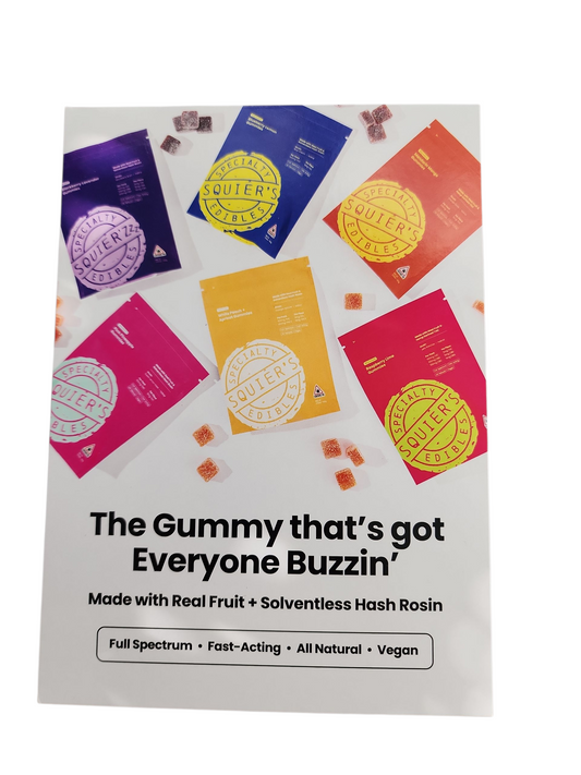 Squiers Hash Rosin Gummies Cannabis Advertising Postcard Maine 2025